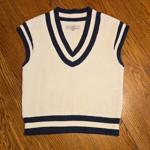 LOFT Navy and White Sleeveless Knit Top
